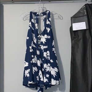 Blue with white floral romper